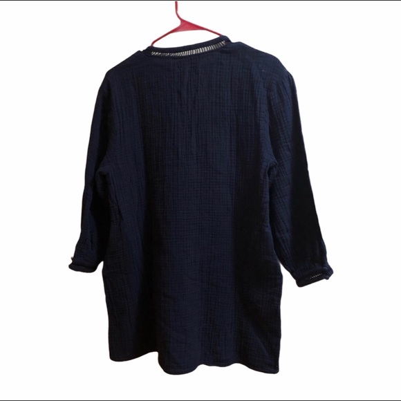 Zara tunic navy blue slubbed fabric size Small - Picture 2 of 7